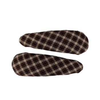 Fabric Snap Clips Brown Plaid